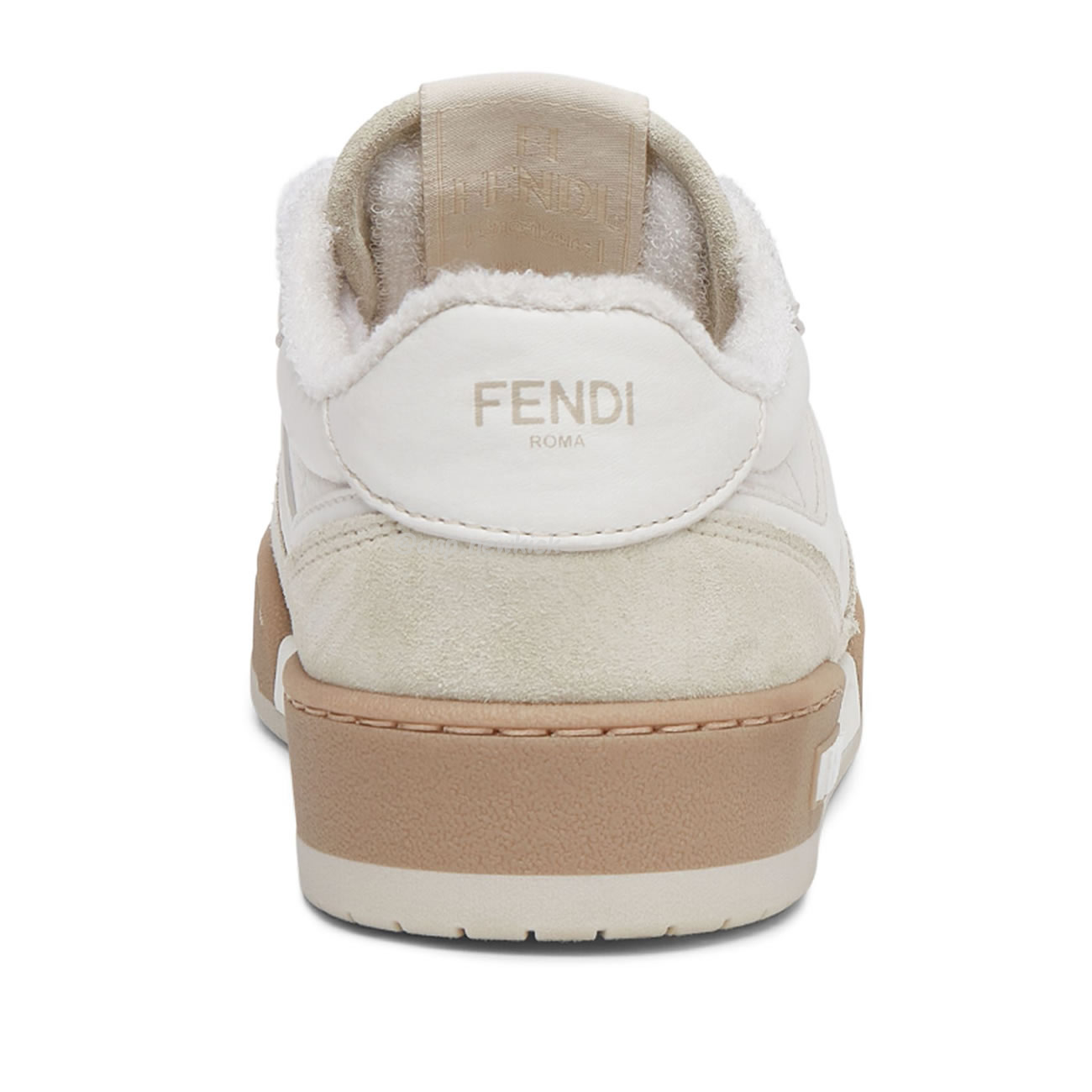 Fendi Match Cream Black White Suede And Leather Low Top Sneakers (5) - newkick.app